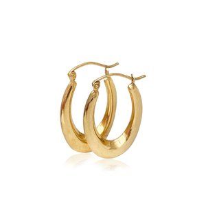 Small  Wide Hoops in 14k Yellow  gold
